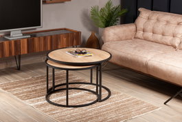 Hanah Home Tambur - Mesas nido Roble y Negro